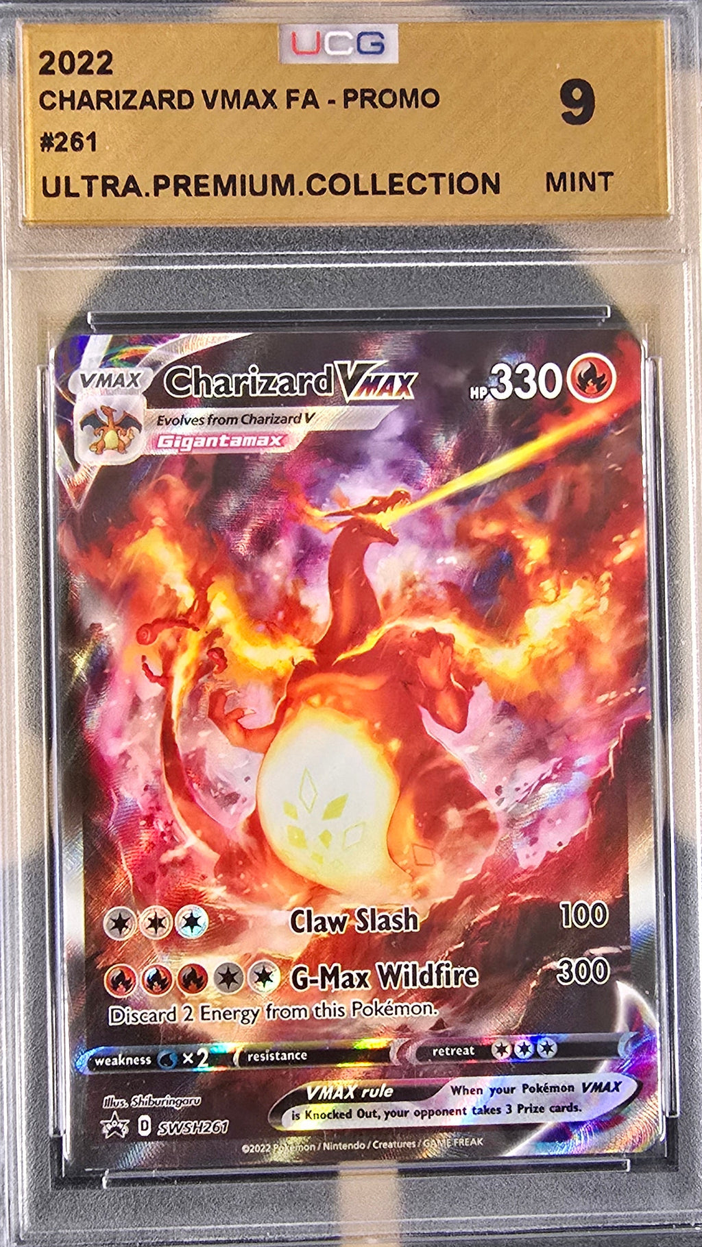 Glurak VMAX Promo - SWSH261 Pokemon Slab - UCG 9
