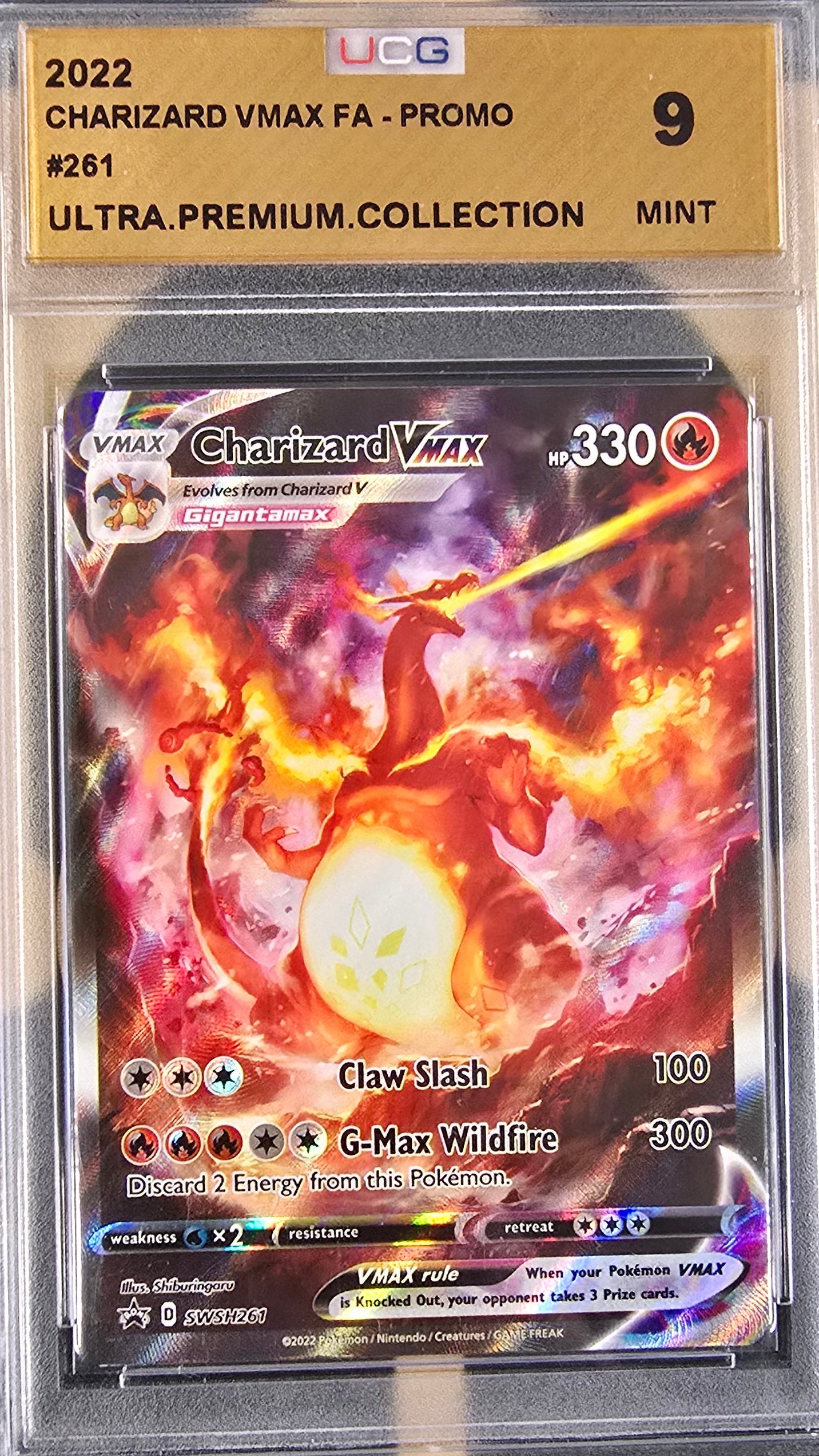 Glurak VMAX Promo - SWSH261 Pokemon Slab - UCG 9