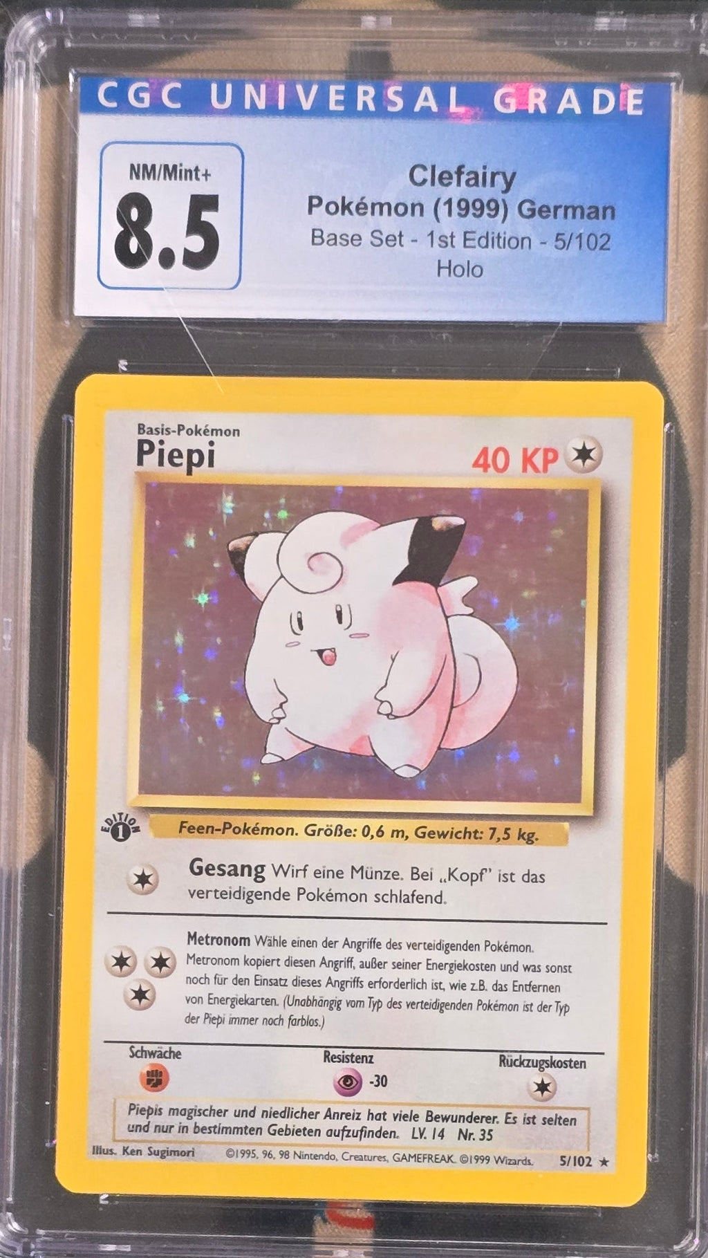 Piepi Baseset 1. Edition - BS 5 Pokemon Slab - CGC 8,5