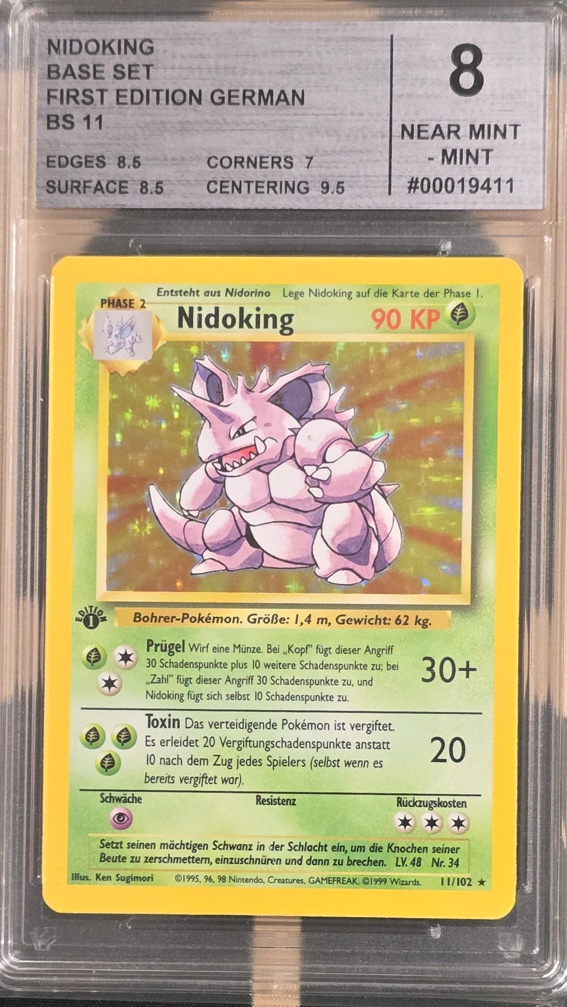 Nidoking Baseset 1. Edition - BS11 Pokemon Slab - CMG 8