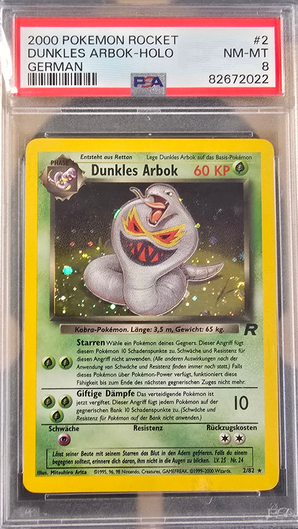 Dunkles Arbok Holo - TR2 Pokemon Slab - PSA8